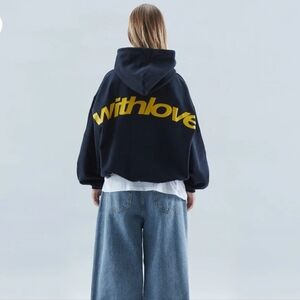 Navy Hoodie with Bold Yellow Graphic